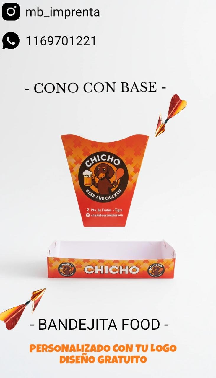 Conos con Base y Bandejas Fast Food